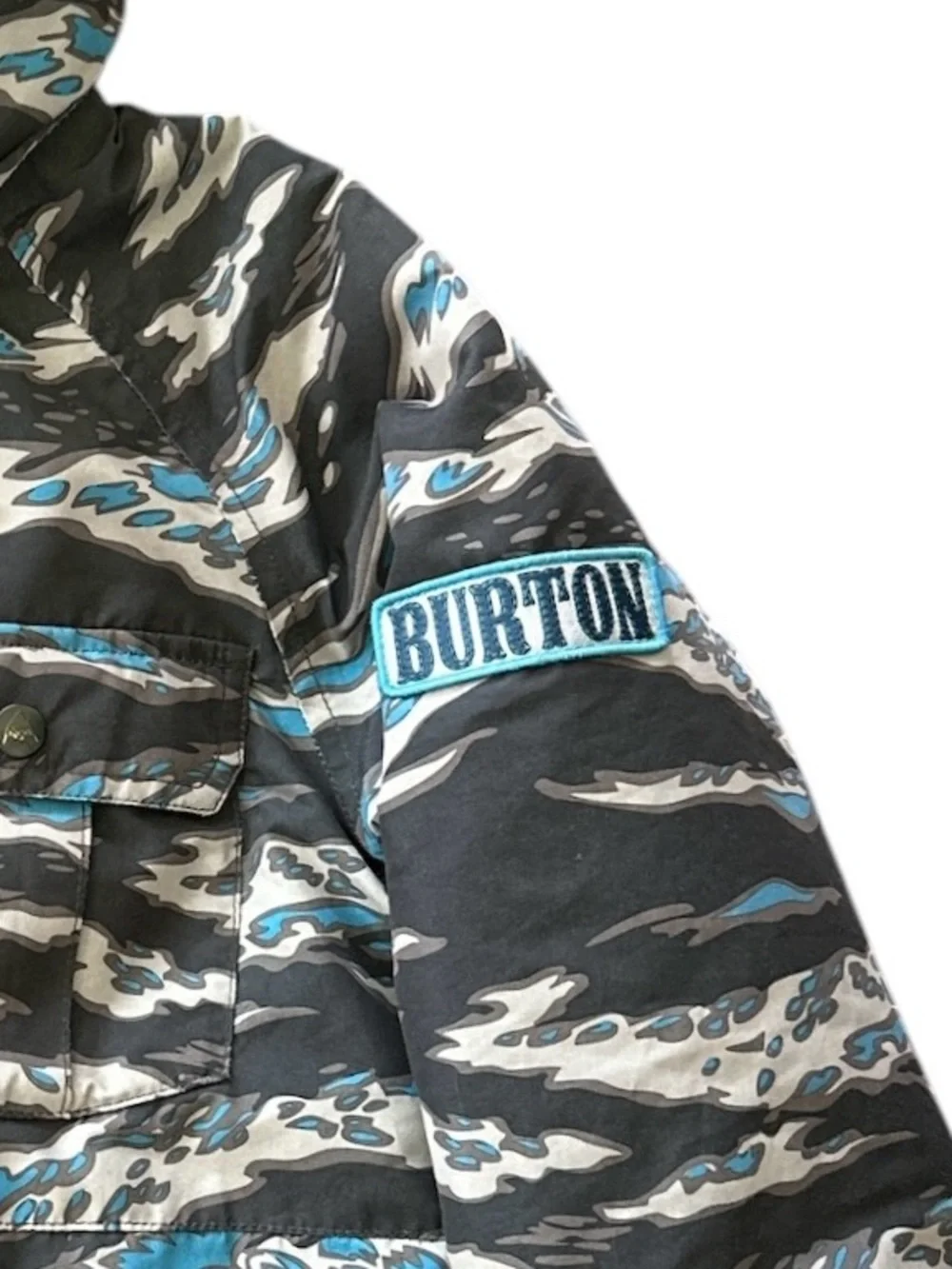 Burton Boy's Fray Jacket Dry Ride Blue Gray Camo Snow Ski Size 10/12 Medium